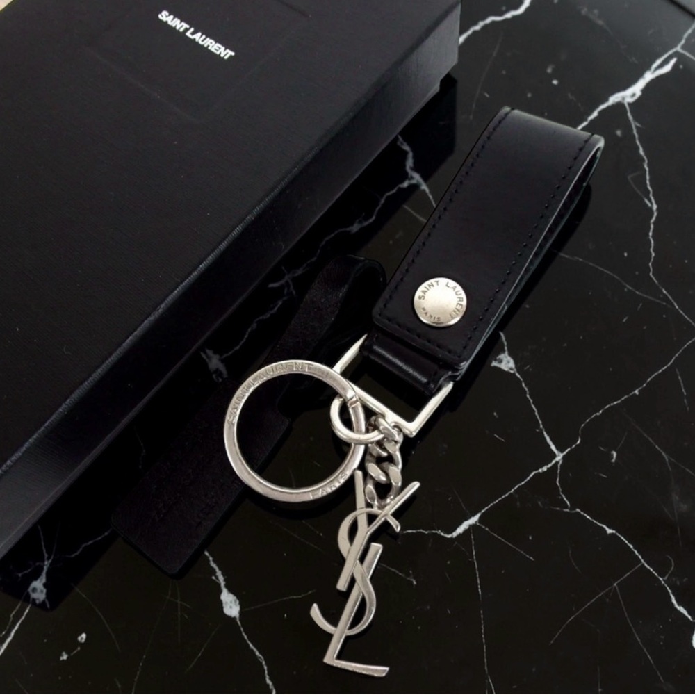 Saint Laurent Cassandra Leather Keyring/ Bag Charm 😍🖤